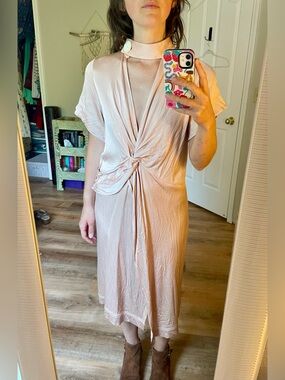 Zara Women's Blush Pink Twist-Front Midi Dress